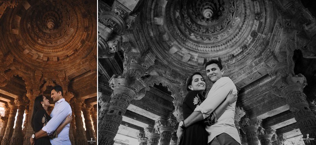 Mohak & Jinal Pre wedding Shoot at Modhera Sun temple Gandhinagar by Ahmedabad Wedding Photographer One Eye Vision Photography